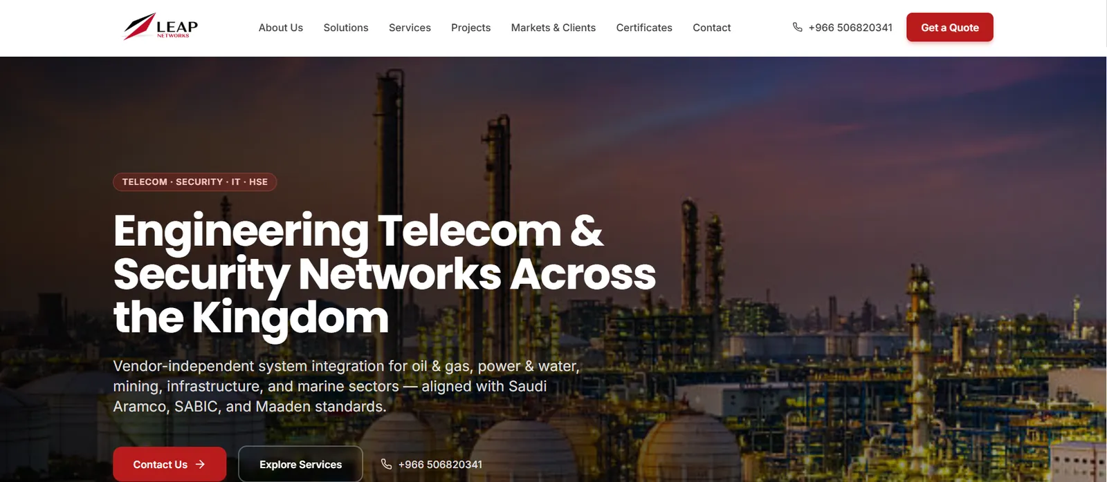 Leap Networks Arabia — Website redesign & SEO optimization